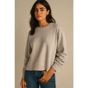 Athleta Oversized Beige Crewneck Sweatshirt Cozy Athleisure Pullover Large